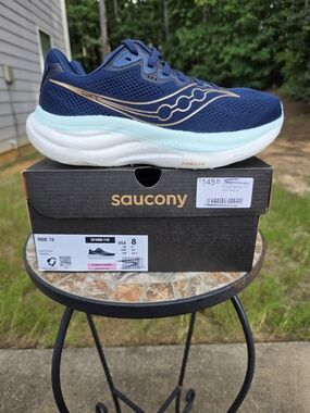 Saucony Ride 19 S11055-110 Navy/Aqua Running Shoes Women's Size 8 Worn 3x Box
